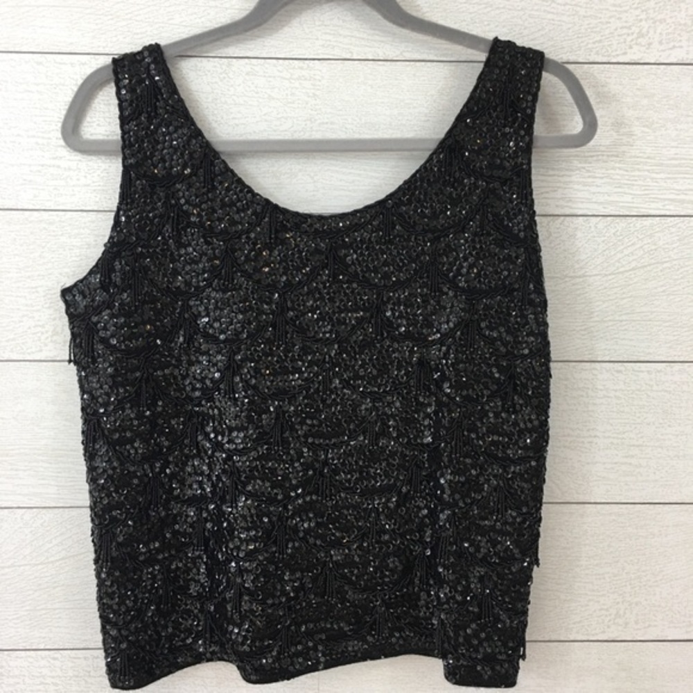Voguemont Vintage beaded sequin wool tank